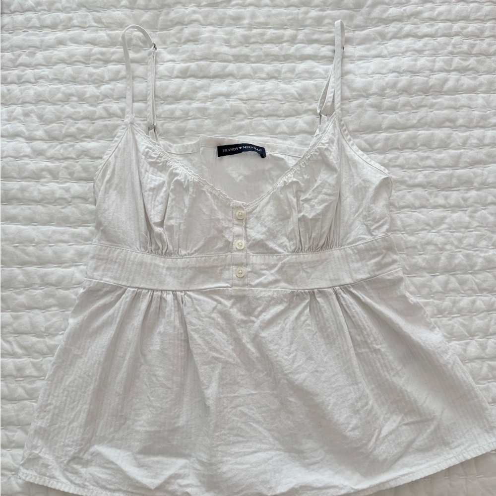 Brandy Melville White Buttoned Top